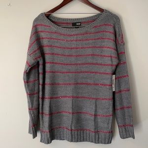 Grey and red striped sweater, size L